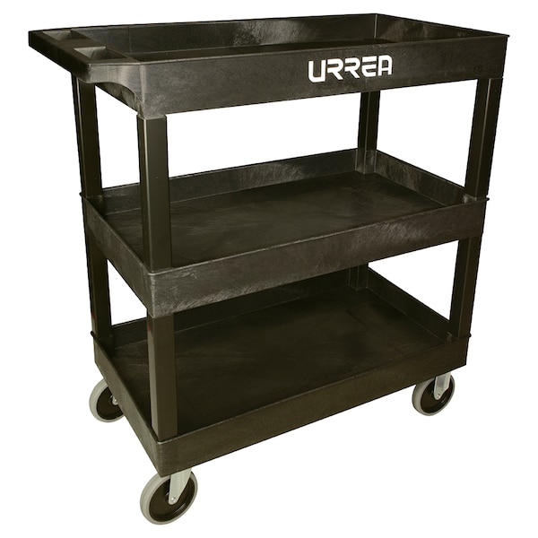 Plastic cart, Plastic, 397 lb Load Capacity, 2 Shelves